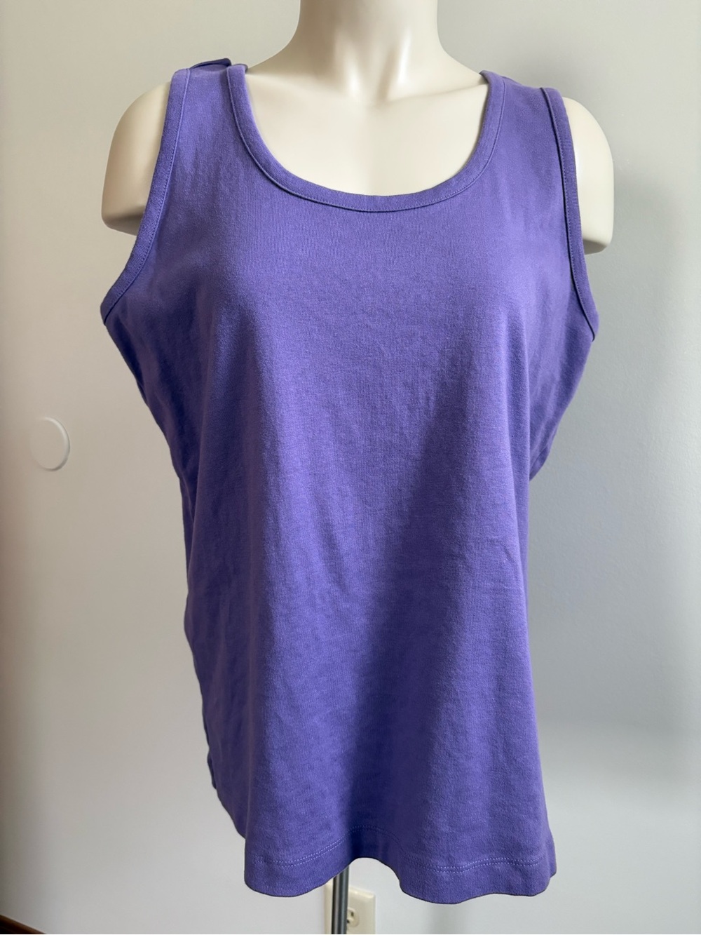 Lands' End Purple Tank Top Scoop Neck 100% Cotton Size XL 18-20